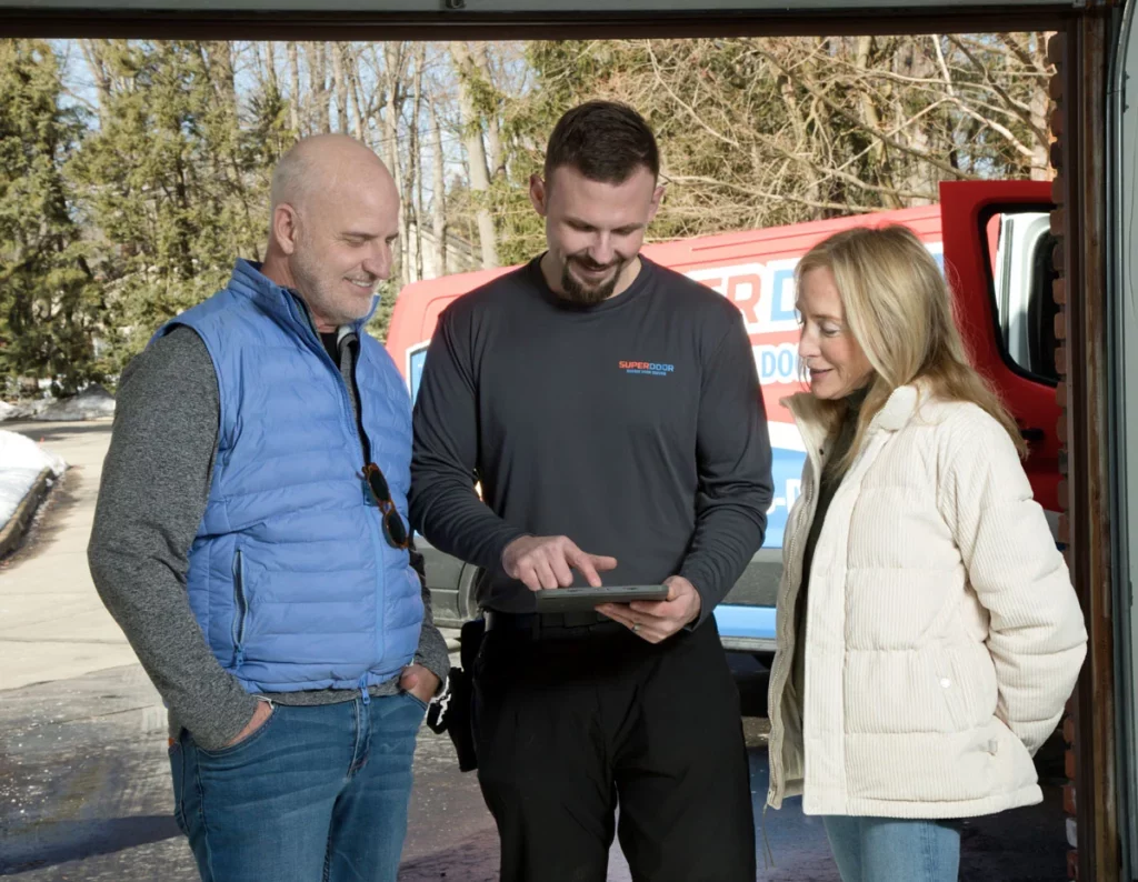 Satisfied customer working with a Super Door representative